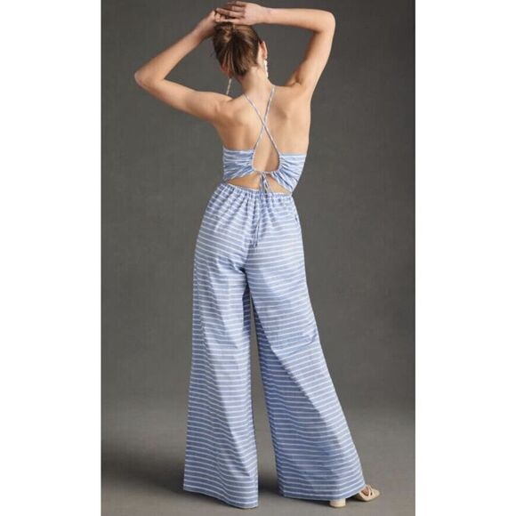 New Anthropologie Corey Lynn Calter Tie Back Halter Jumpsuit Size Small - Picture 2 of 10